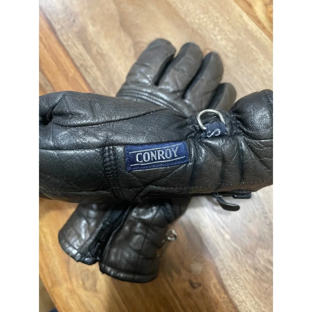 Conroy Ladies Leather Gloves Zipper Lined Size S Vintage 80's Made in Japan